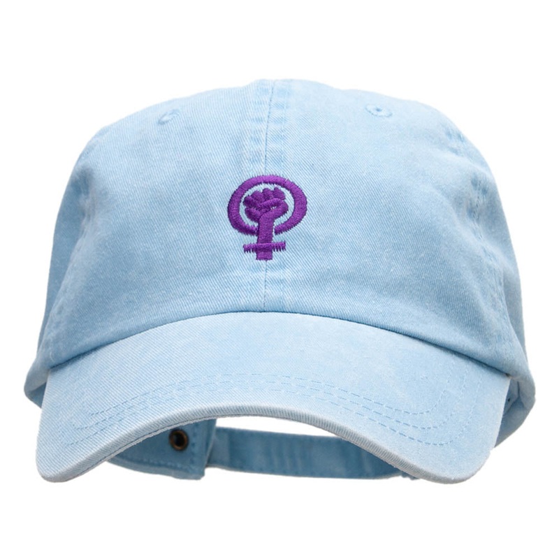 Systerhood Symbol Embroidered Pigment Dyed Wash Caps Lt Blue One Size