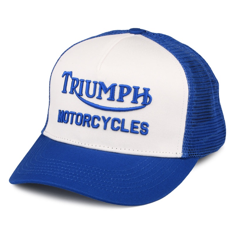 Triumph Motorcycles Oil Trucker Cap – Blue-White Adjustable