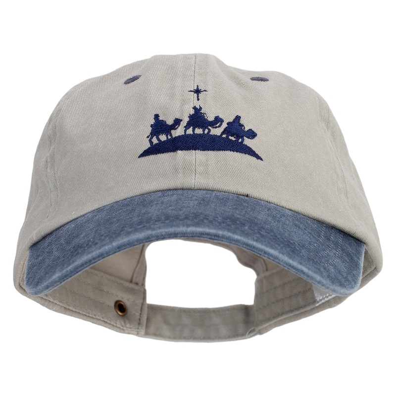 Wise Men Embroidered Pigment Dyed Wash Cap Beige Navy One Size