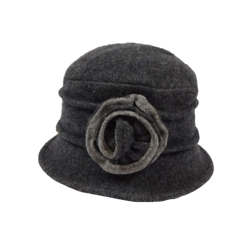 Boiled Wool Pleated Hat Charcoal