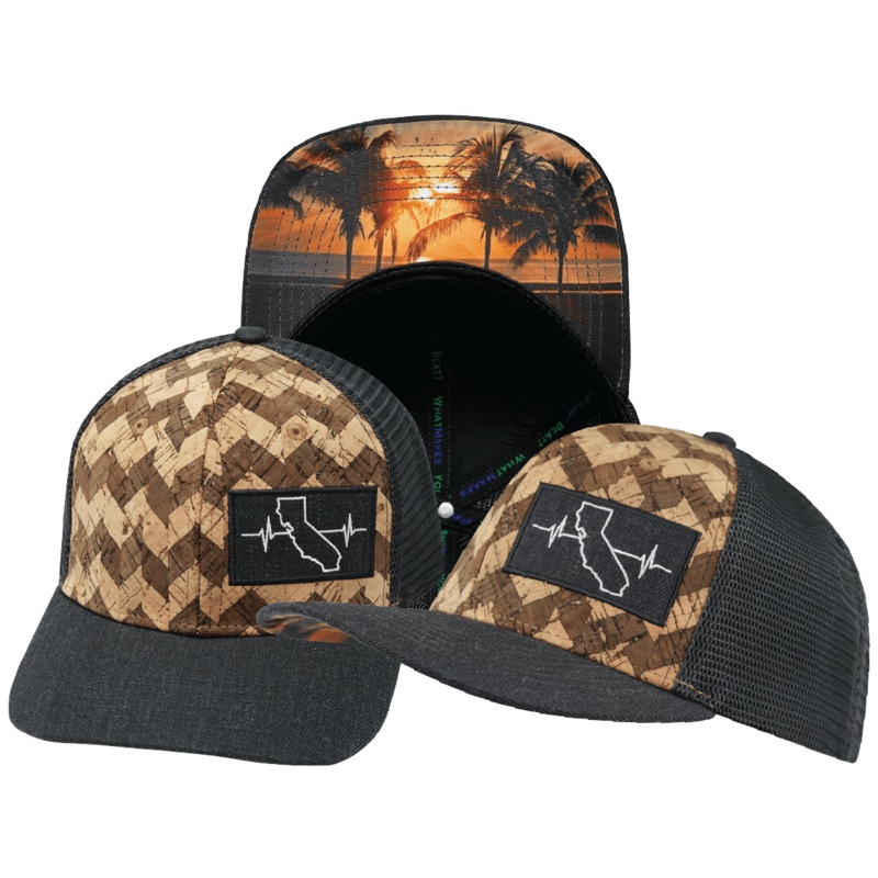 California Hat – Baseball Hat Fit – Cork – Charcoal Gray – Trucker Mesh