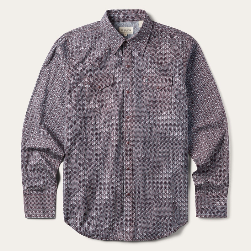 Chevron Grid Shirt Brown S