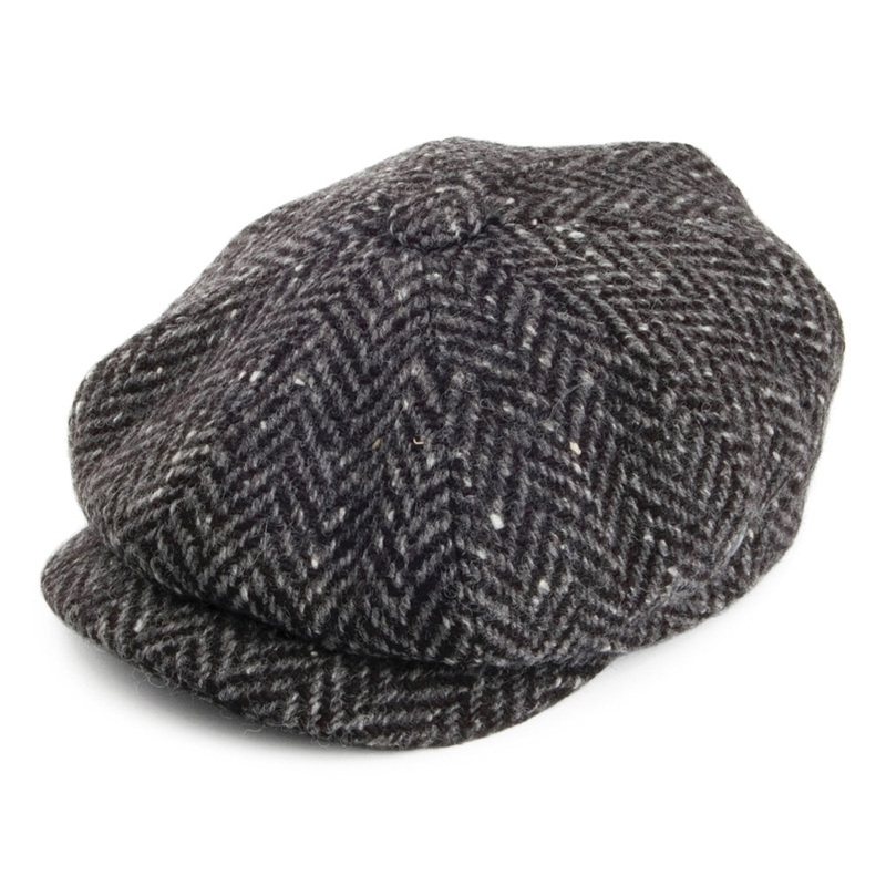 City Sport Donegal Tweed Herringbone Newsboy Cap – Grey Mix S