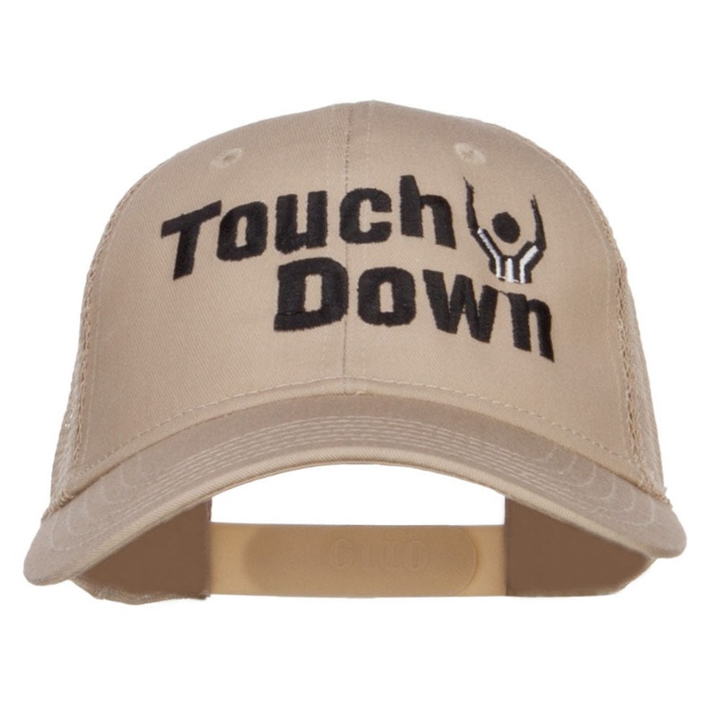 Football Touch Down Embroidered Trucker Cap Khaki One Size