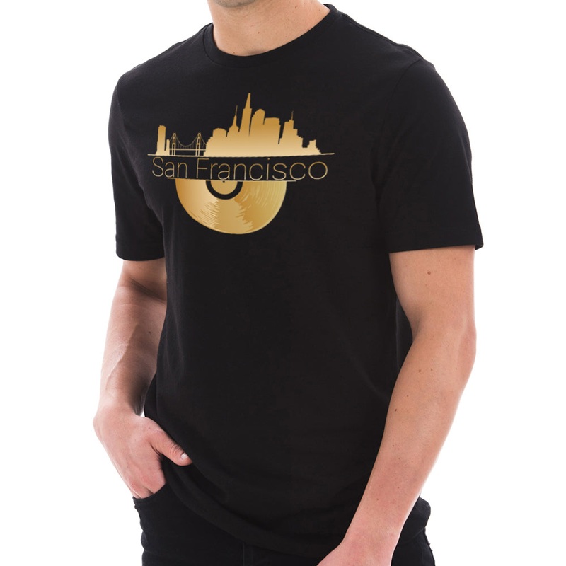 Golden Record San Francisco Graphic Design Short Sleeve Cotton Jersey T-Shirt Black XS