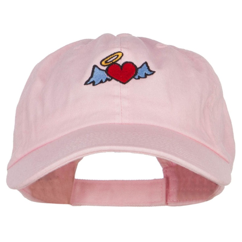Heart Angel Embroidered Low Cap Pink One Size