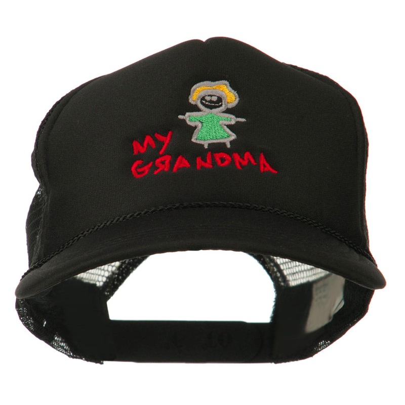 My Grandma Embroidered Youth Foam Mesh Cap Black One Size