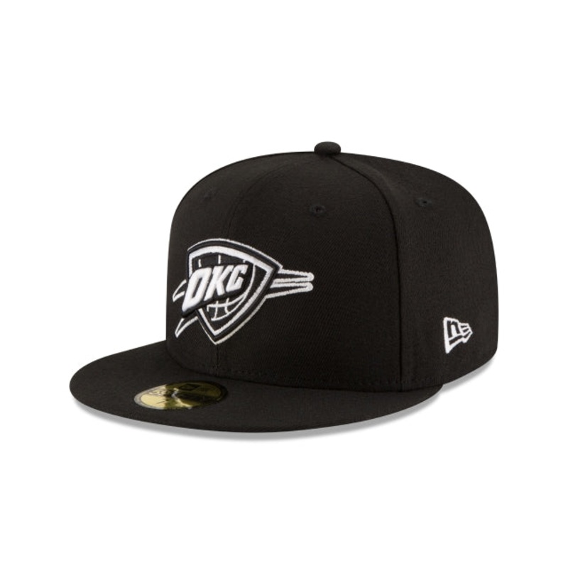 Oklahoma City Thunder Black & White 59FIFTY Fitted Hat 6 7/8