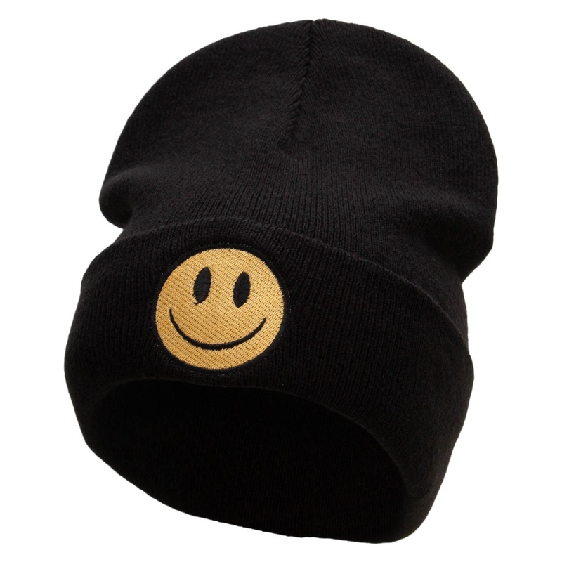 Smile Face Big Size Acrylic Long Beanies Black XL-3XL