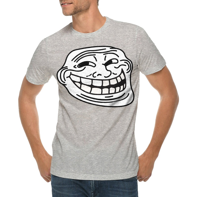 Troll Face Meme Graphic Design Lane Seven Ring Spun Jersey Cotton Short Sleeve Premium T-Shirt Heather Grey XS