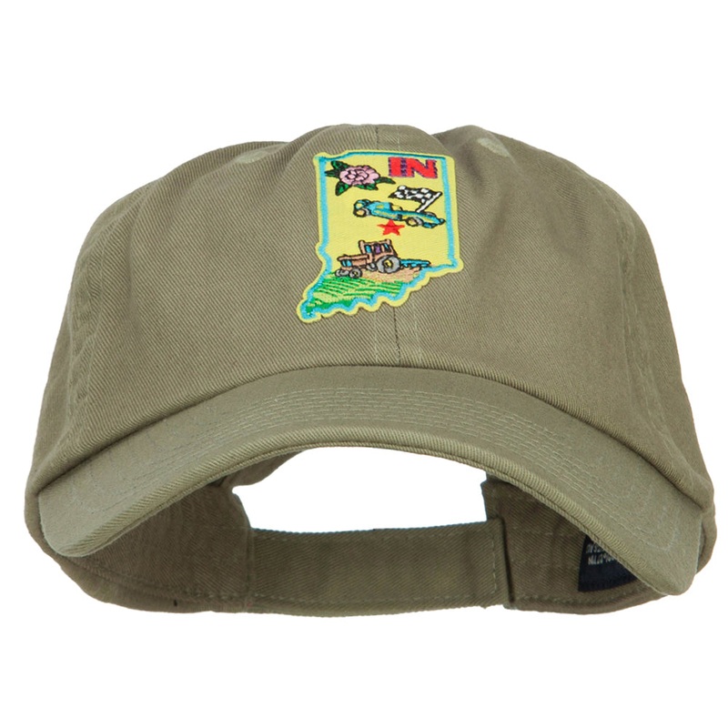 USA State Indiana Patched Low Profile Cap Olive One Size