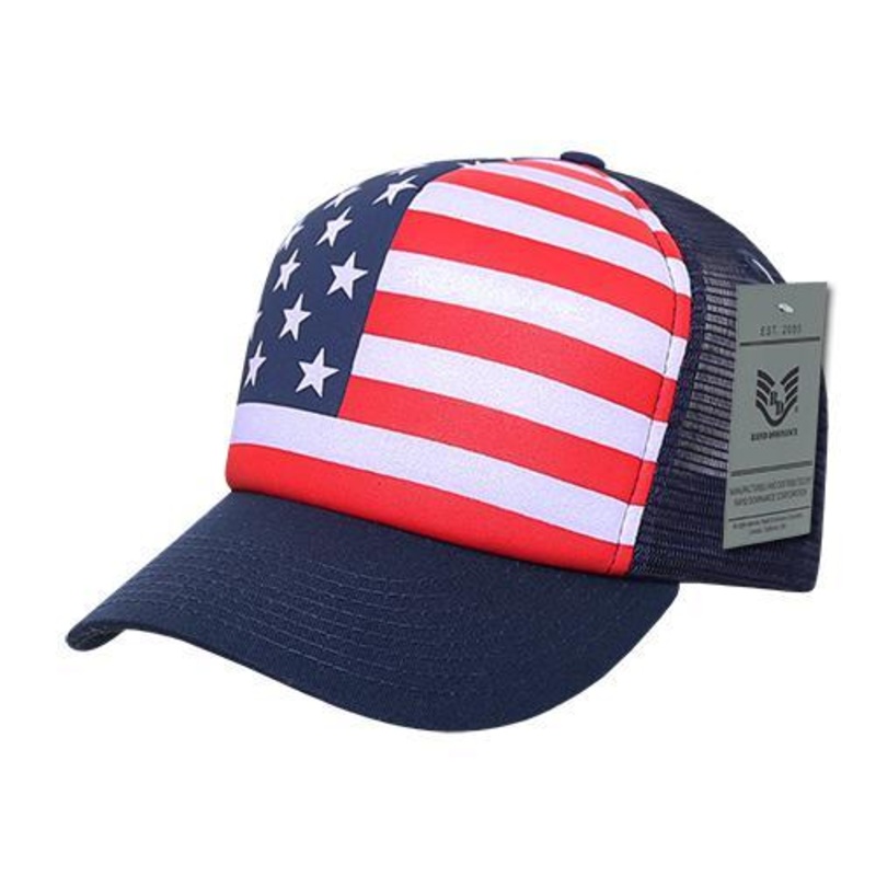 America USA Flag Trucker Foam Mesh Hat – A11 Navy