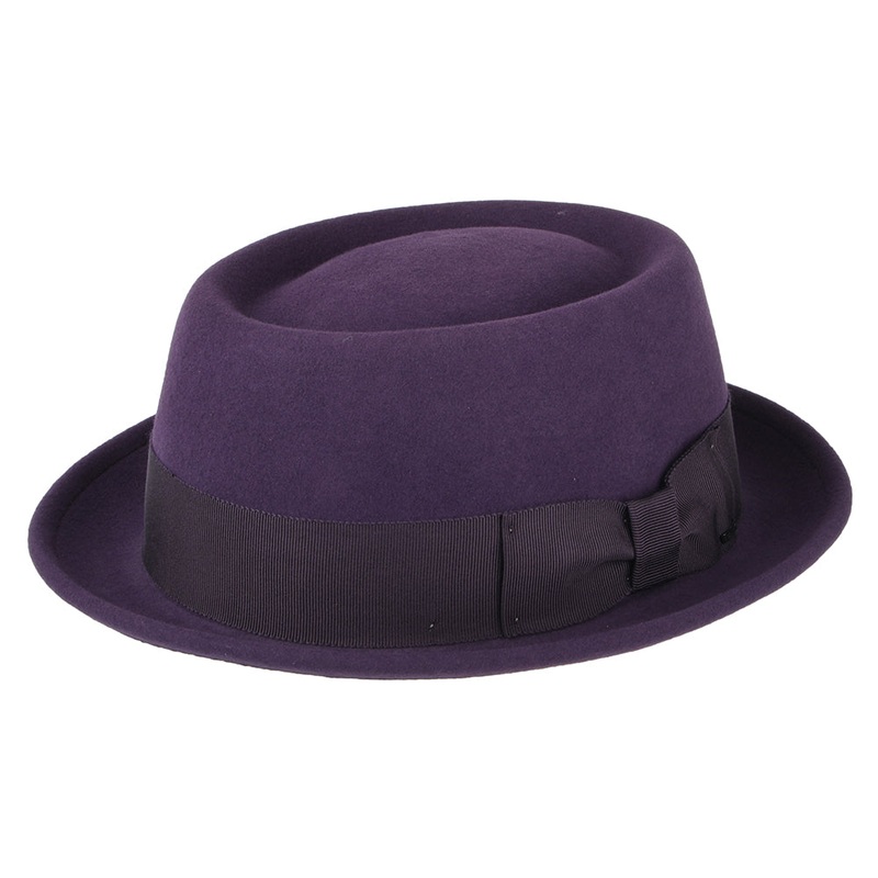 Bailey Hats Darron Crushable Water Repellent Wool Felt Pork Pie Hat – Purple S