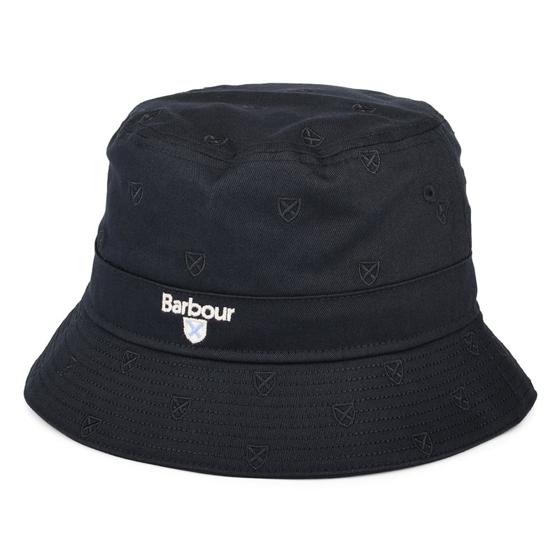 Barbour Hats Crest Embroidered Cotton Bucket Hat – Navy Blue S