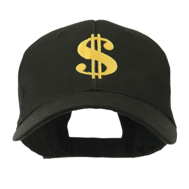 Dollar Sign Logo Embroidered Cap Black One Size