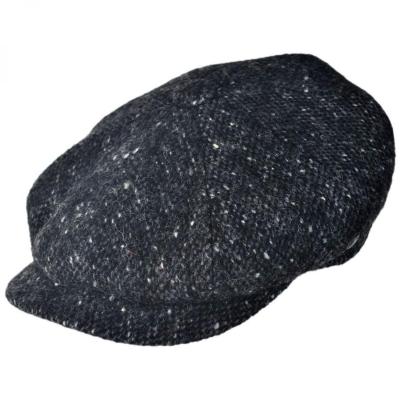 Donegal Marl Tweed Wool Newsboy Cap BLACK S