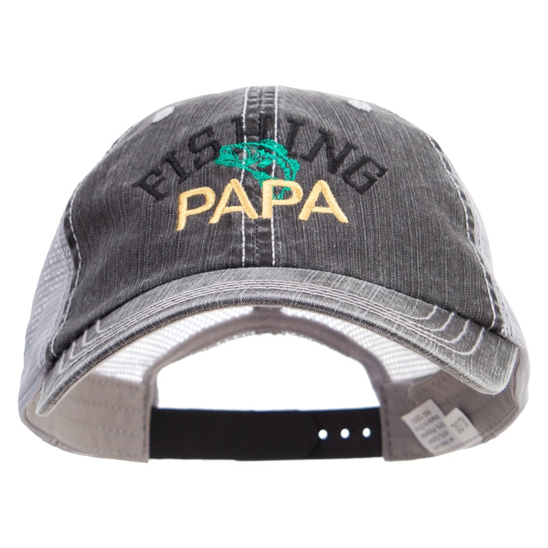 Fishing PaPa Embroidered Mesh Big Size Special Cotton Low Profile Trucker Cap Black XL-3XL