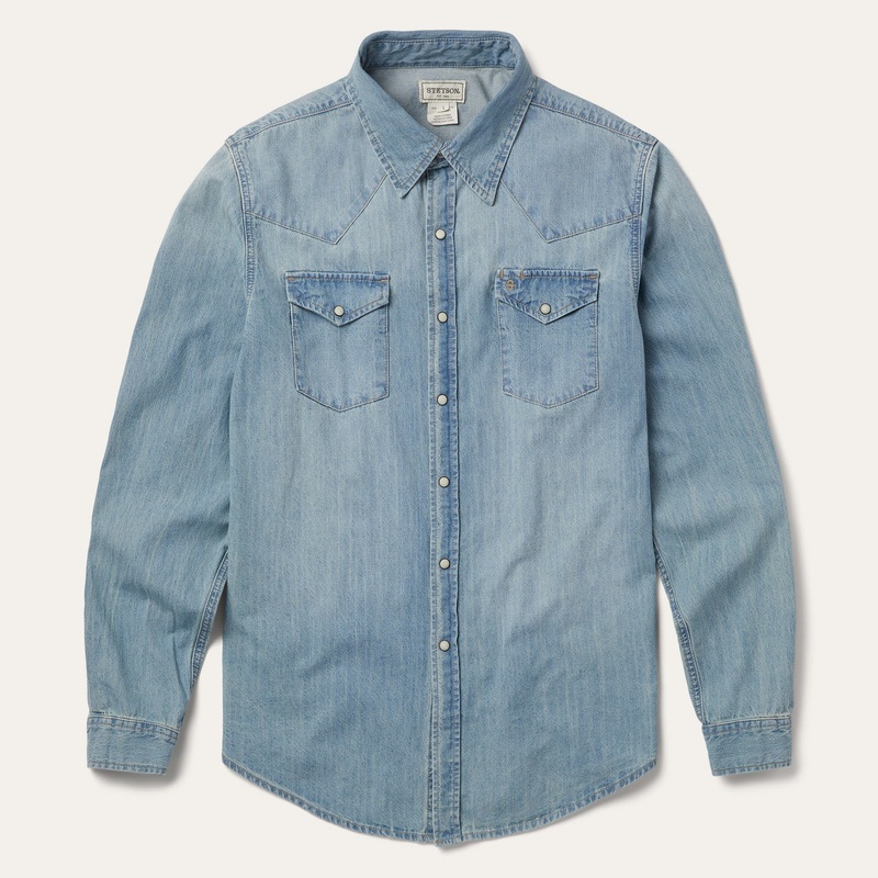 Long-Sleeved Denim Shirt Blue S