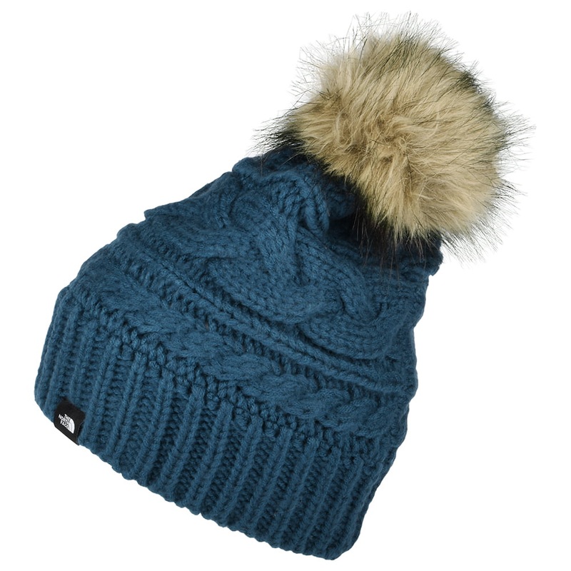 The North Face Hats Triple Cable Faux Fur Pom Bobble Hat – Blue 1-Size