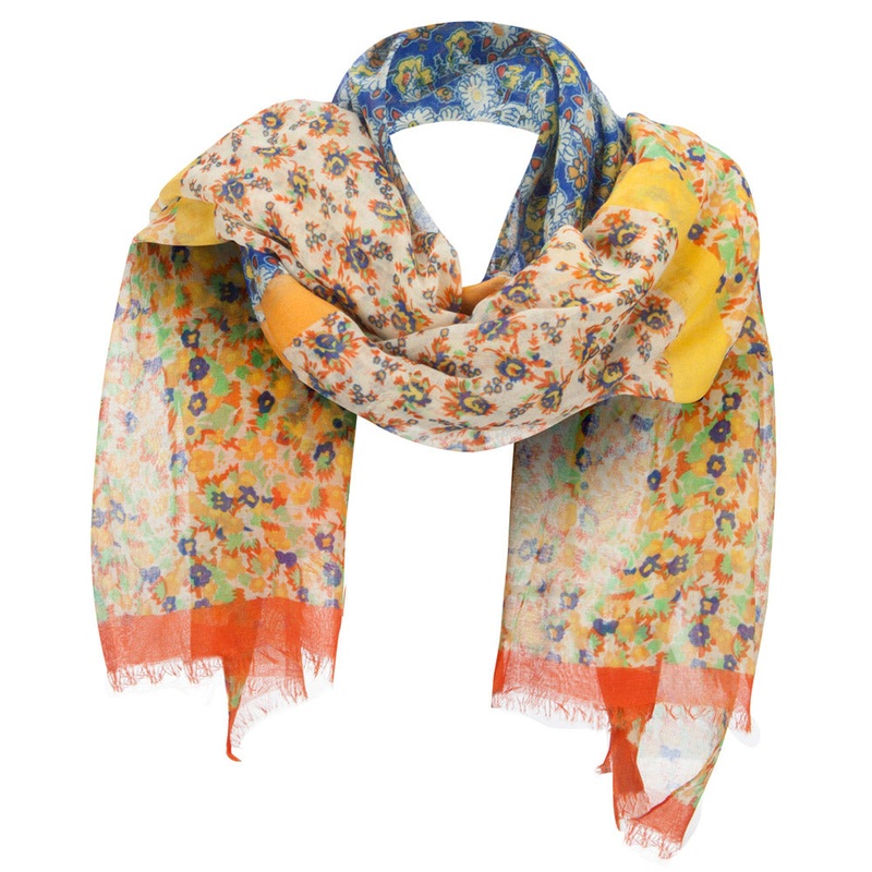 Two Tone Floral Summer Scarf Fuchsia One Size