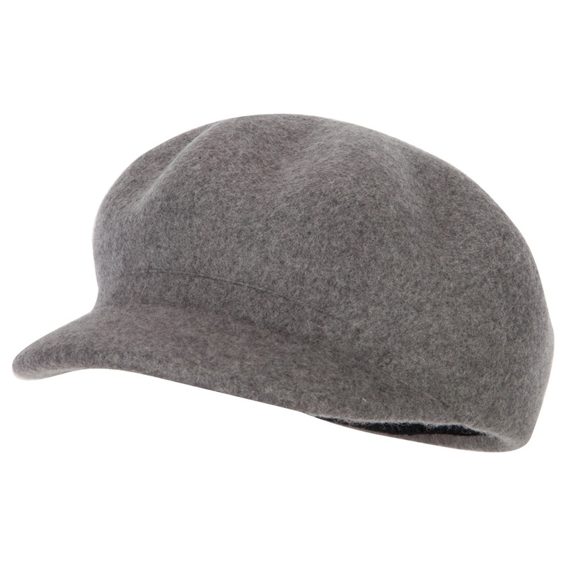 Women’s Six Point Wool Felt Cap Style Newsboy Hat Grey One Size