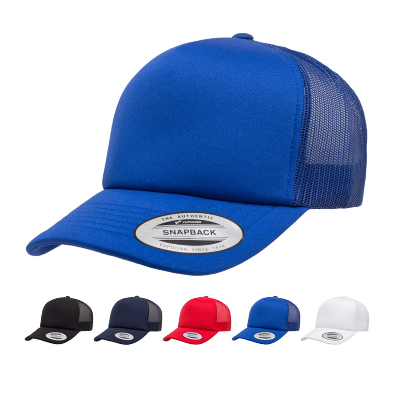 Yupoong 6320 Curved Trucker Foam Hat, Mesh Baseball Cap Black