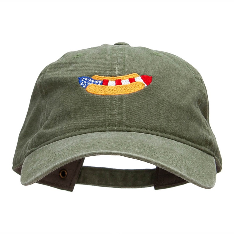 American Hot Dog Embroidered Washed Cap Olive One Size