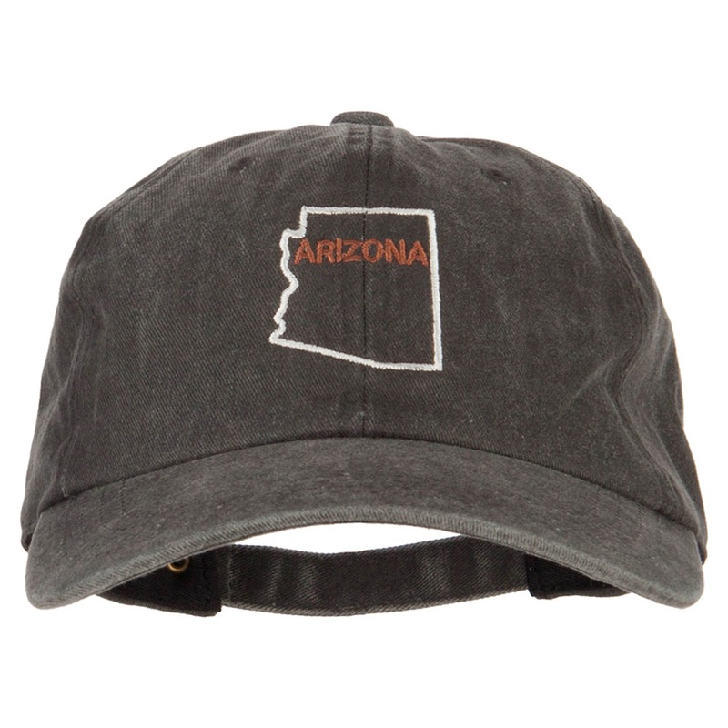 Arizona with Map Outline Embroidered Washed Cotton Twill Cap Black One Size