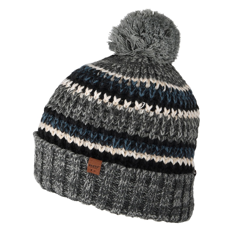 Barts Hats Goser Striped Recycled Bobble Hat – Heather Grey 1-Size