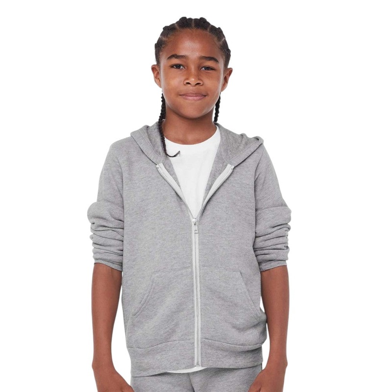 BELLA+CANVAS 3739Y Youth Sponge Fleece Full-Zip Hoodie Black S