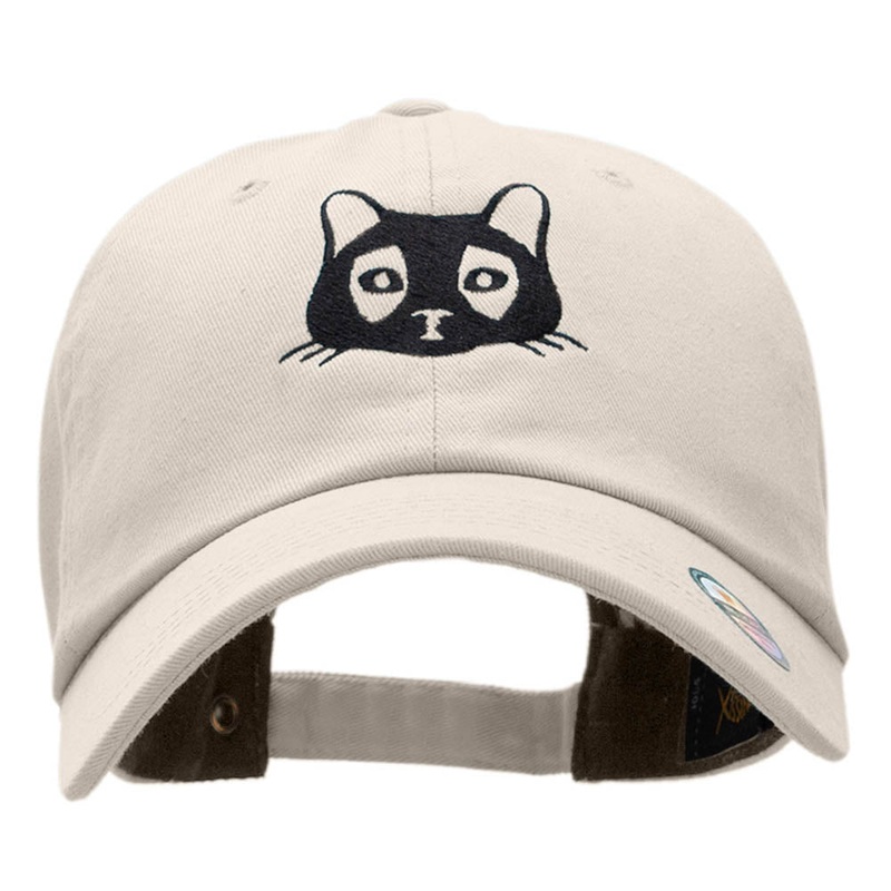 Cat Embroidered Unstructured Cotton Twill Cap Beige One Size