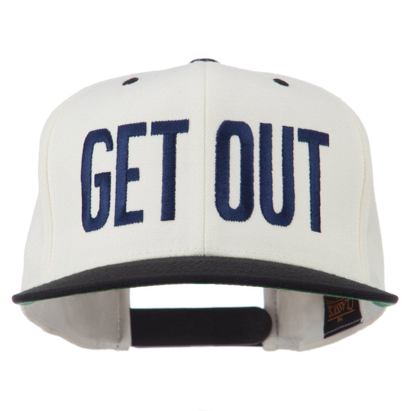Get Out Embroidered Snapback Cap Natural Black One Size