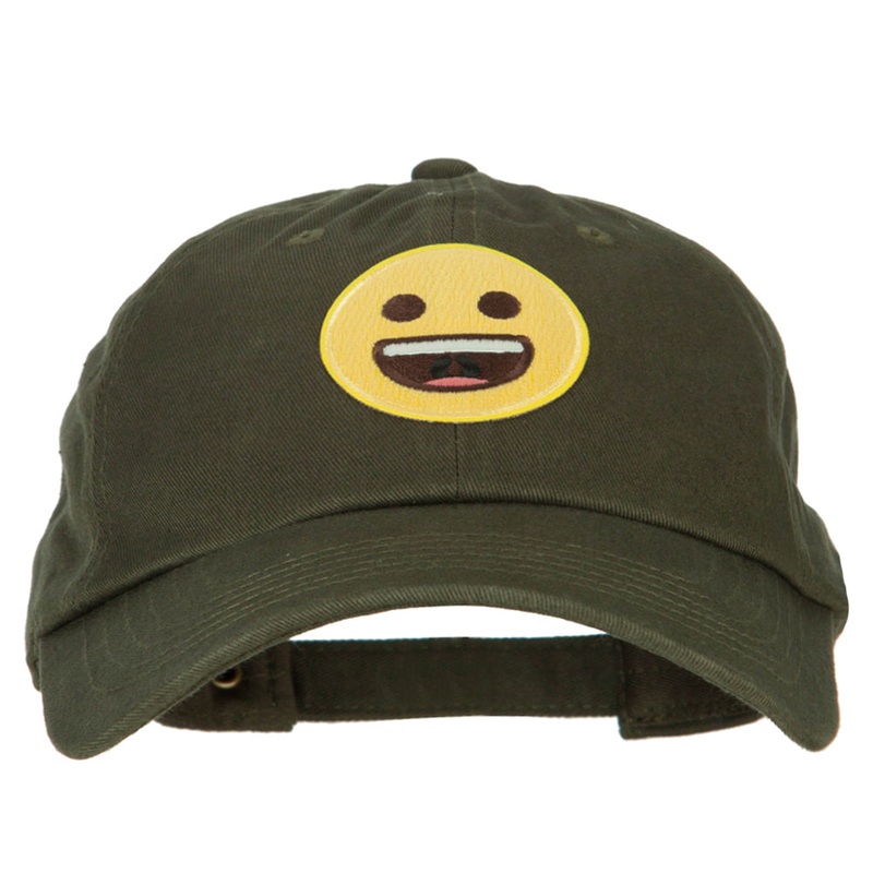 Grinning Icon Patched Unstructured Washed Cap Olive One Size
