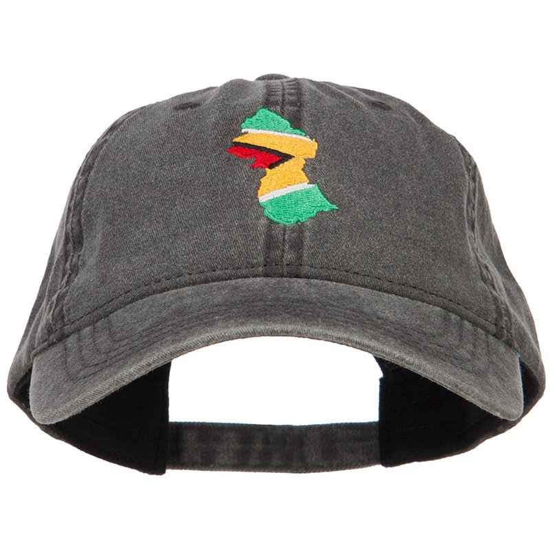 Guyana Map Flag Embroidered Washed Cap Black One Size
