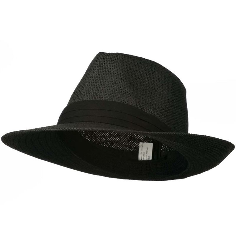 Men’s Large Brim Fedora Hat Black M