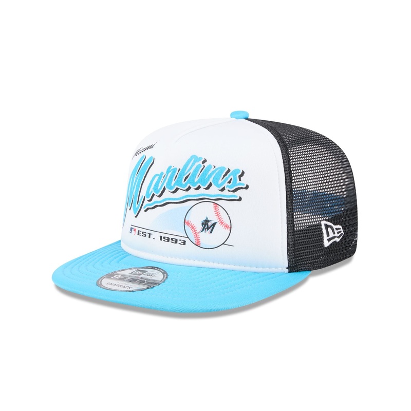 Miami Marlins Retro Script 9FIFTY A-Frame Trucker Hat One Size