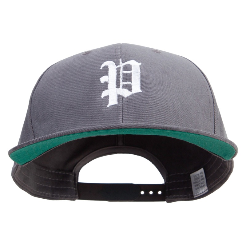 Old English P Embroidered Brushed Cotton Twill High Profile Extra Size Cap Charcoal XL-3XL
