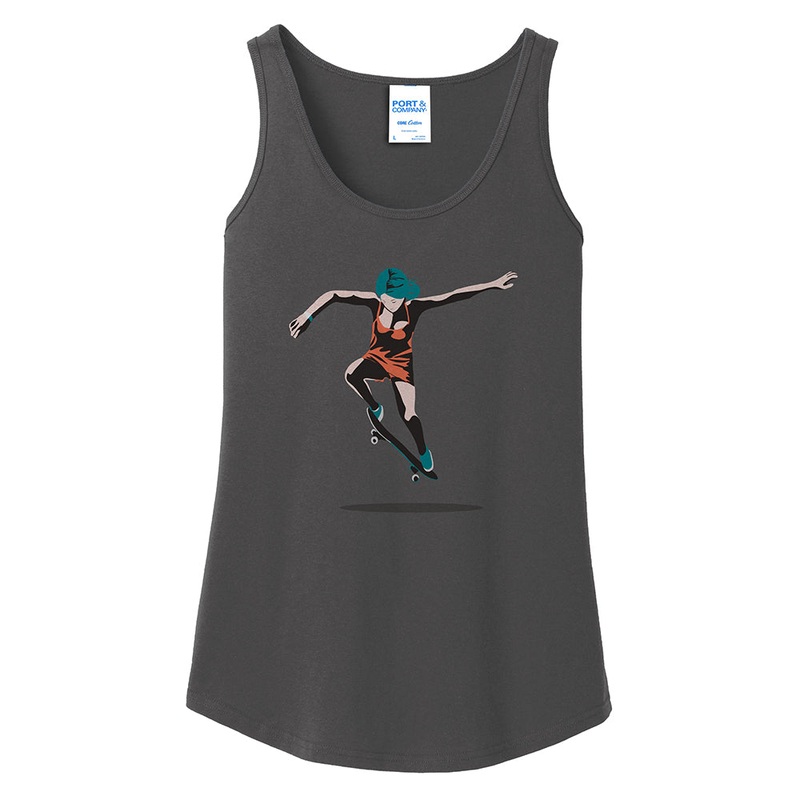 Ollie Graphic Lady’s Core Cotton Tank Top Charcoal XS