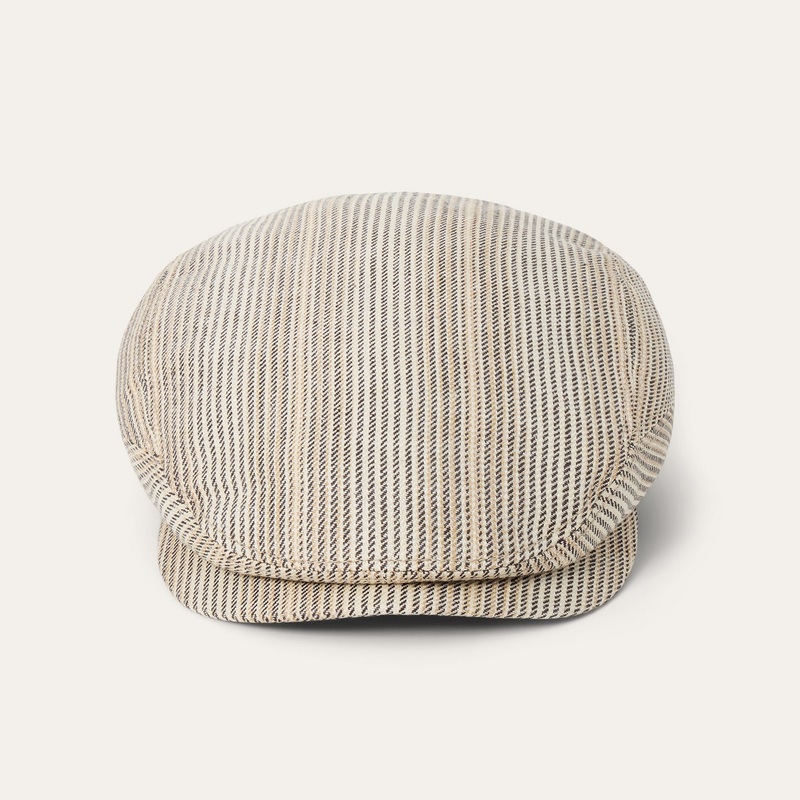 Premium Linen Driver Cap Beige / Brown Stripe S
