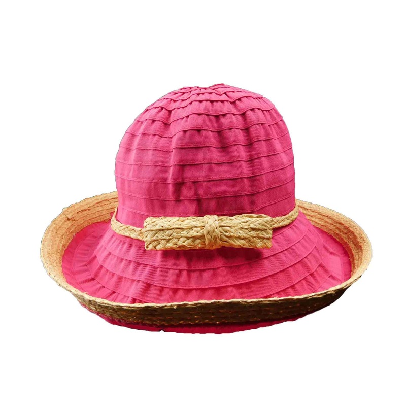 Ribbon and Raffia Kettle Brim Hat White