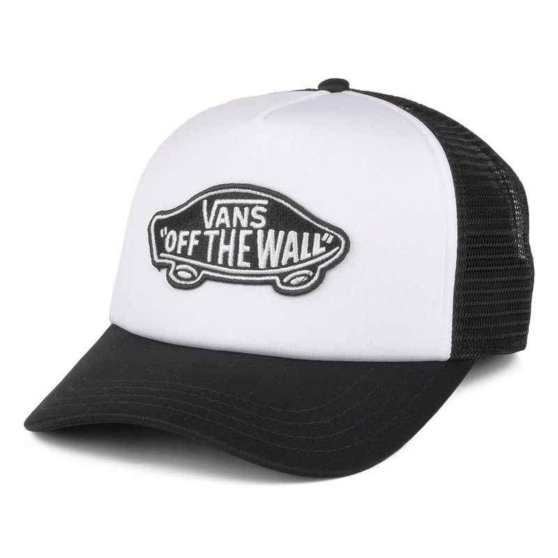 Vans Hats Classic Patch Curved Brim Trucker Cap – Black-White Adjustable