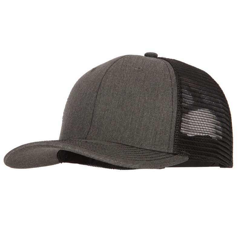 6 Panel Structured Deluxe Trucker Cap Heather Charcoal Black One Size