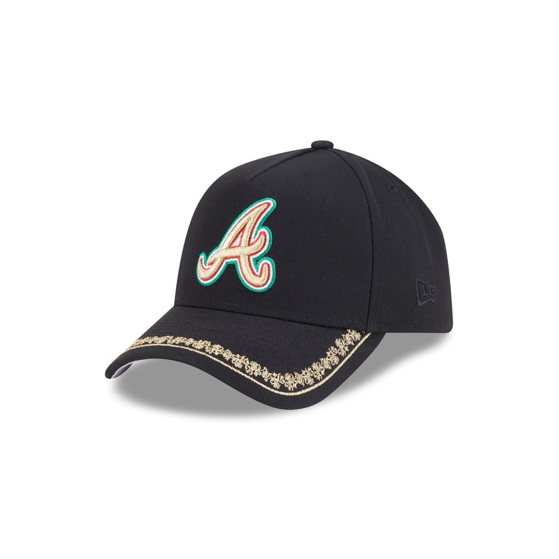 Atlanta Braves Ornate Visor 9FORTY A-Frame Snapback Hat One Size