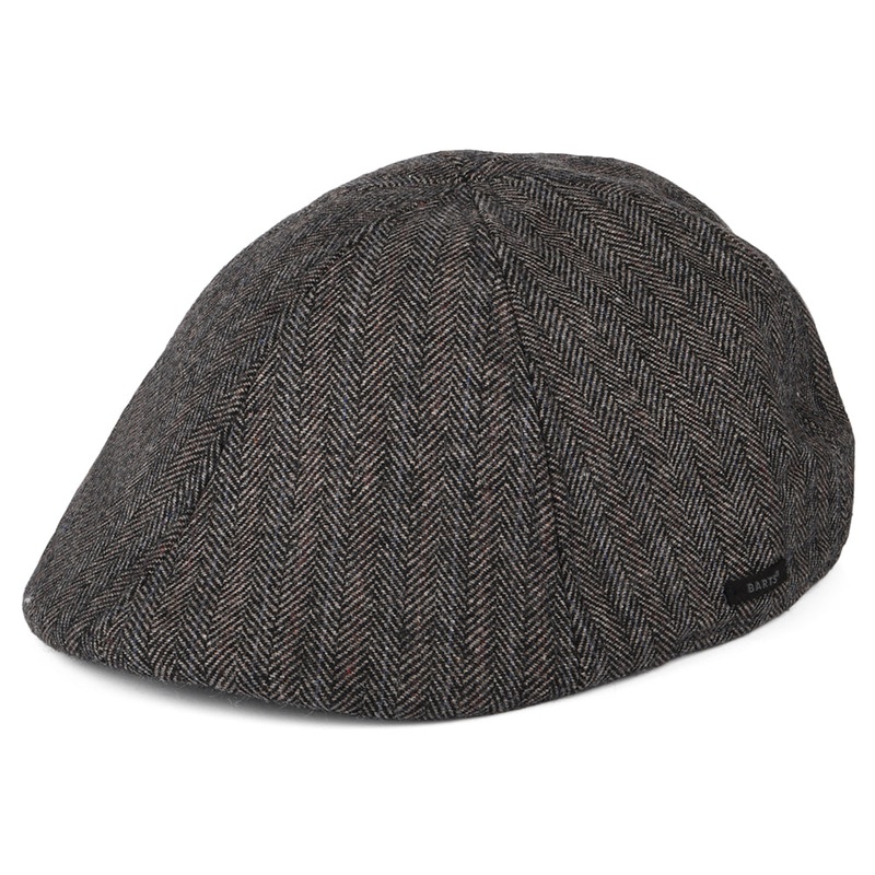Barts Hats Mr. Mitchell Herringbone Duckbill Flat Cap – Dark Grey M