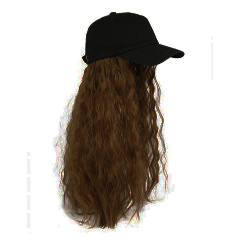 Baseball Cap with Hair Extension – Black Black
