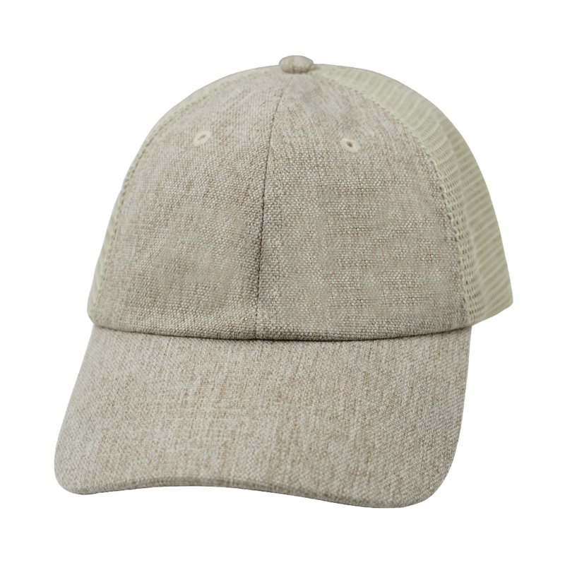 Blank – 6 Panel – Unstructured – Relaxed Fit – Sand Hemp / Sand (Unisex) – Soft Trucker Mesh
