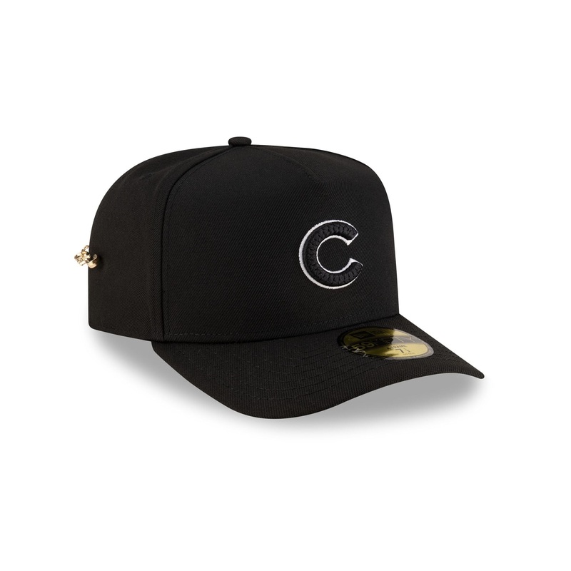 Chicago Cubs Black Script Safety Pin 59FIFTY A-Frame Fitted Hat 7