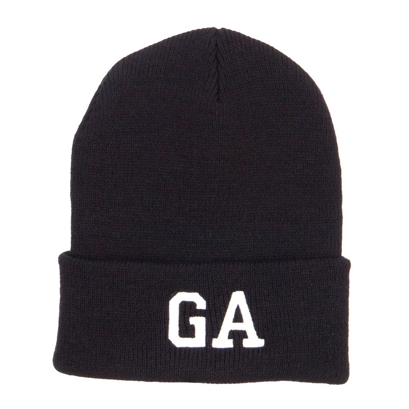 GA Georgia State Embroidered Cuff Beanie Black One Size