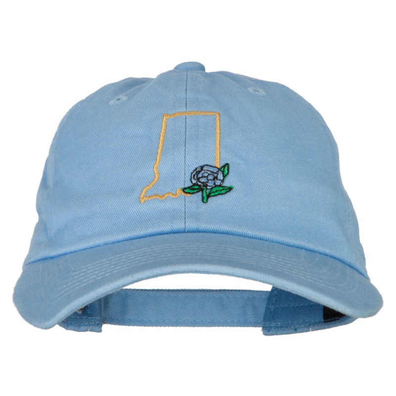 Indiana Peony with Map Embroidered Unstructured Washed Cap Blue One Size