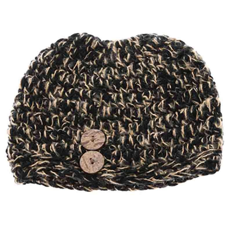 Knit Tweed Fashion Bun Beanie Hat – DNMC Black & White M/L (58 cm)